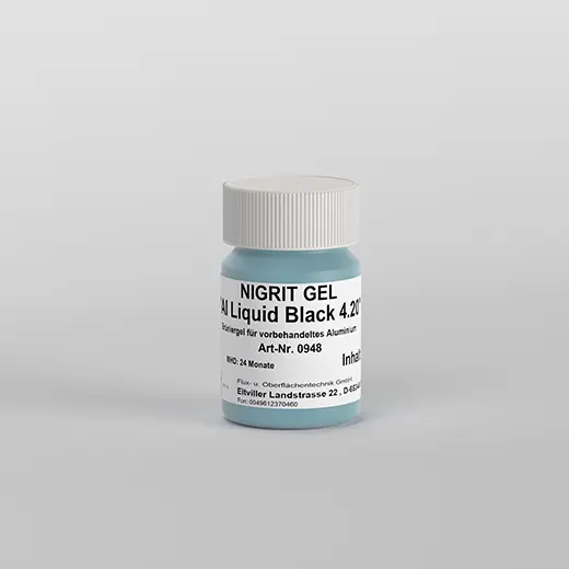 Brüniergel NIGRIT GEL AI Liquid Black 4.20 für vorbehandeltes Aluminium, hellblaues Gel, Dose