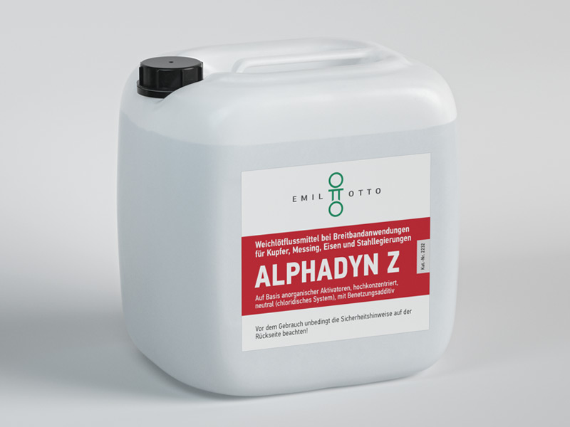 Weichlötflussmittel ALPHADYN Z, Weichlötflussmittel bei Breitbandanwendungen für Kupfer, Messing, Eisen und Stahllegierungen, Kanister