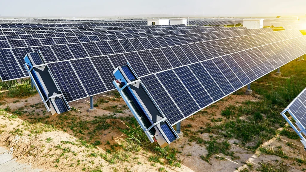 Illustration: Several rows of solar panels