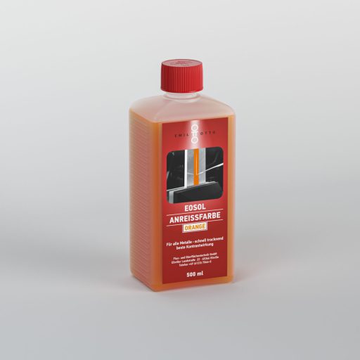 EOSOL Anreissfarbe, orange deckend, hochwirksames Kontrastmittel zur Bearbeitung von Werkstücken, Flasche