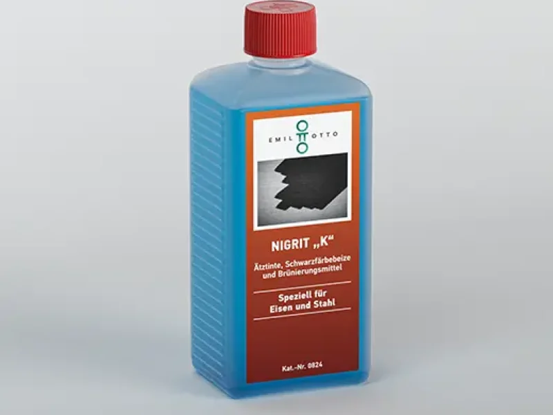 Brünierungsmittel NIGIRT K mit blauer Flüssigkeit, Ätztinte, Flasche