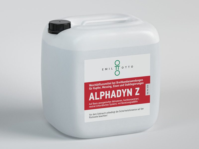 Weichlötflussmittel ALPHADYN Z, Weichlötflussmittel bei Breitbandanwendungen für Kupfer, Messing, Eisen und Stahllegierungen, Kanister
